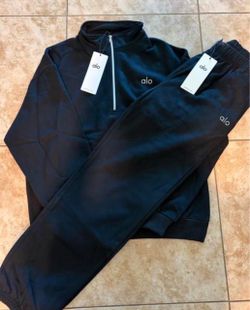 Alo Yoga black Quarter-Zip Tracksuit Set