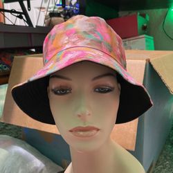 Pink Green Yellow Painted Bucket Hat