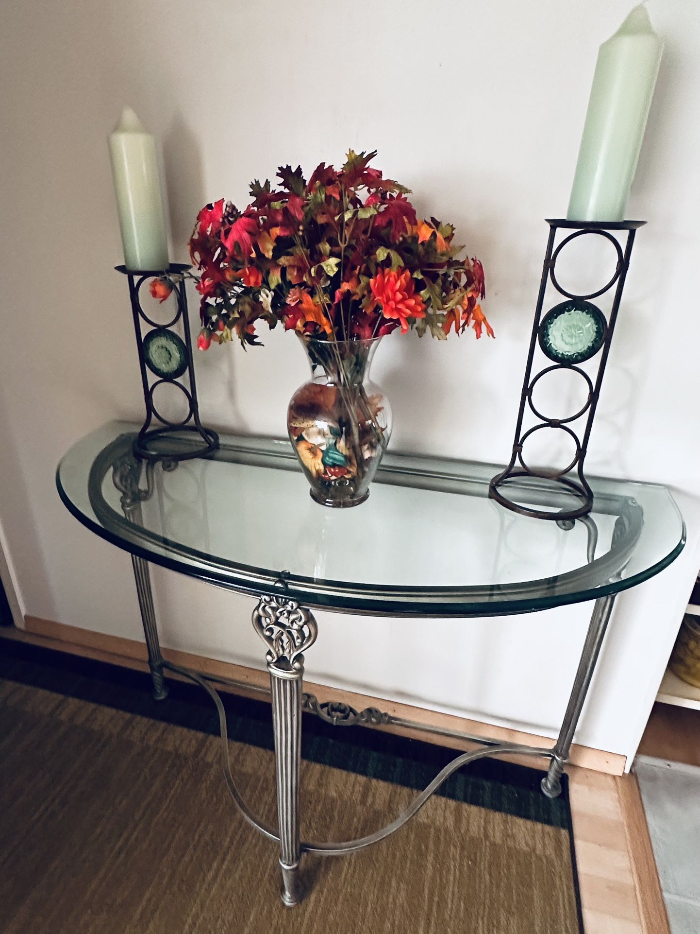 Beautiful metal supported glass top Console table , hallway table,entrance table,