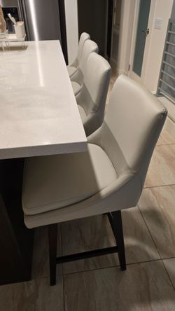 Light Gray Faux Leather Counter Stools Set of 4
