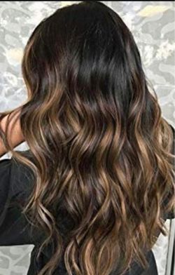 Clip ins Hair Extensions caramel highlights
