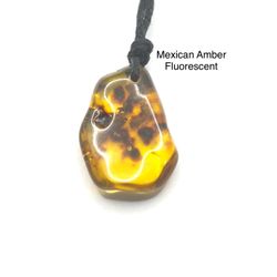 Mexican Amber Genuine Necklace  with Adjustable Cord -Fluorescent
