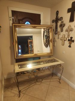 Entry Table And Mirror  Table 49x27 Mirror 48x36
