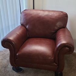 Oversized Leather Cognac Chair