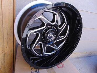 4 New 22X10 Black and Machined Motiv Rims 8X180 -19MM Offset