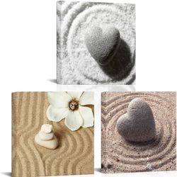 Zen Stone Canvas Wall Art Sand Giclee Prints Canvas Calm Peaceful Still Life Picture