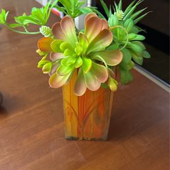 Glass Vase With Artificial Flowers 