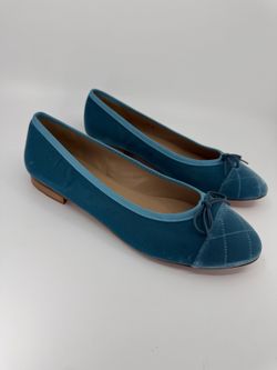 Zalo Teal Velvet Bow Ballet Flats