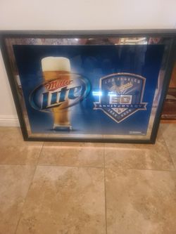 Large Miller Lite Beer Los Angeles LA Dodgers 50th Anniversary Bar Sign