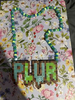 PLUR PERLER NECKLACE KANDI FESTIVAL RAVES