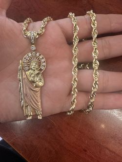 14k Gold 4.3mm Rope with San Judas