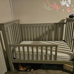Modern Gray Convertible Toddler Bed with Guardrail