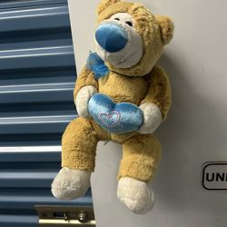 13” Bear W Heart Says Kiss Me Vintage