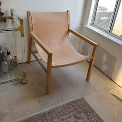 Leather And Wood Accent Chair