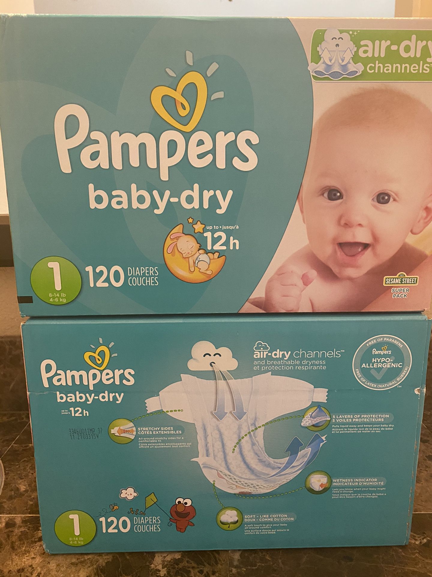 Diapers size 1 pampers 120 count