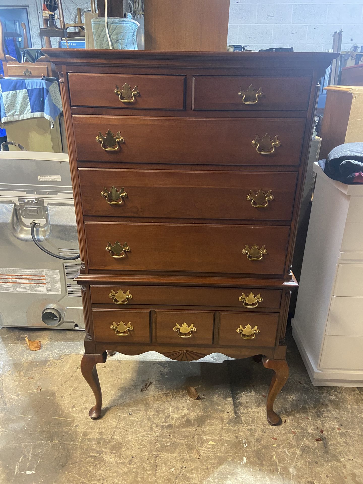 6 Drawer Queen Anne High Boy Dresser