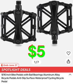 9/16 Inch Bike Pedals with Ball Bearings Aluminum Alloy Bicycle Pedals Anti-Slip Surface Waterproof Cycling Bicycle Pedal