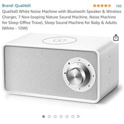 Qualitell White Noise Machine with Bluetooth Speaker & Wireless Charger, 7 Non-looping Nature Sound Machine, Noise Machine for Sleep Office Travel, Sl