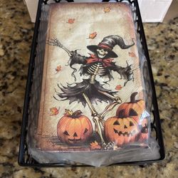 Guest Towel Napkin Holder for Bathroom With Halloween Themed Paper Napkins