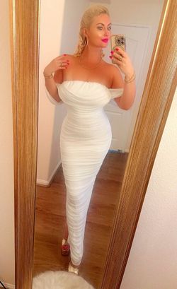 Long white mesh dress