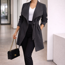 Ambiance Gray Waterfall Wrap Coat – Size M – Chic Office Layer