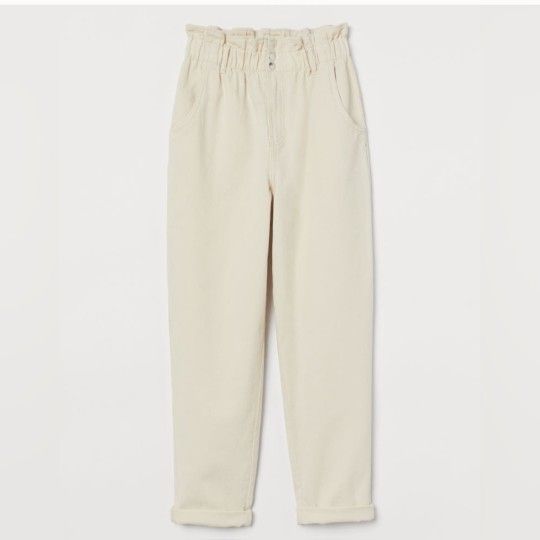 H&M Cream Paper Bag Jeans Size 12