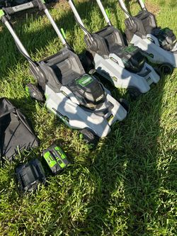 Ego 2130 duel blade self-propelled 56v mower, used great condition; bagger but NO BATTERY/CHARGER