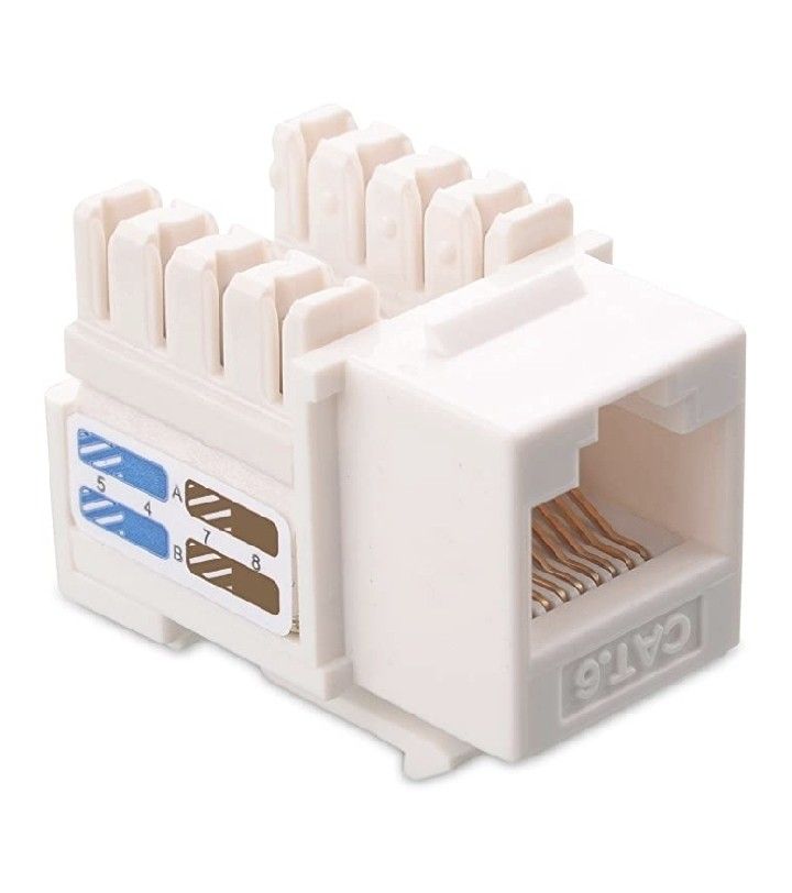 RJ45 Cat6 Connector, White Pack of 50