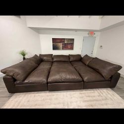 Restoration Hardware RH Cloud Modular Leather U-Chaise Sectional Couch Sofa