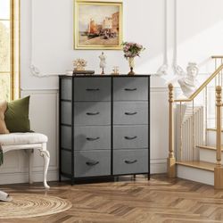 WLIVE Fabric Dresser for Bedroom, Tall Dresser with 8 Drawers, Storage Tower with Fabric Bins, Double Dressers, 