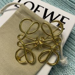 Loewe Gold Floral Logo Brooch