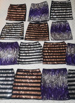 14 Sparkling Sequins Girls Skirts In 3 Different Designs & Colors, Various Sizes S, M, & L! Price For All! Great For Halloween, Dance, Cheer, Dress Up