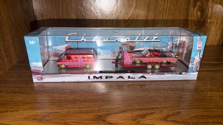 🔥M2 MACHINES HAULER 1971 CHEVROLET G10 VAN & 1964 CHEVROLET IMPALA SS 409 VHTF!