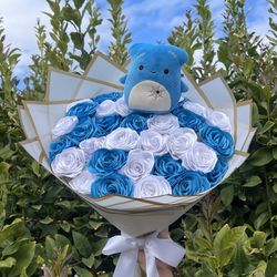 Blue Ribbon Roses Bouquet 