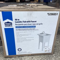 Freestanding Utility Tub Sink with Quick Connect Drain, 18 X 24", White - (open Box