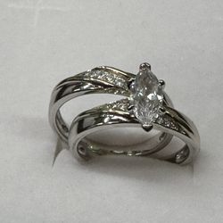 Silver 2 Tone Ring Set 