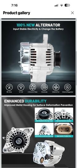 13794 Car Alternators Fit for Toyota Tacoma 2000-2004, Tundra 2000-2002, for 4Runner 1 3.4L V6 Automotive Replacement Alternators 27060-62160,