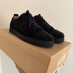 Christian Louboutin Black Suede Spiked Sneakers