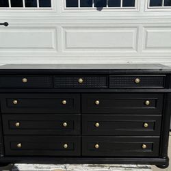 Black Long  Dresser 9 Drawers 66Lx18Wx35H