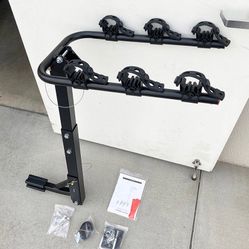 $49 (New in box) Tilt Folding 3-Bike Mount Rack Bicycle Carrier 2” Hitch 110lbs Max w/ No-Wooble U Bolt & Straps