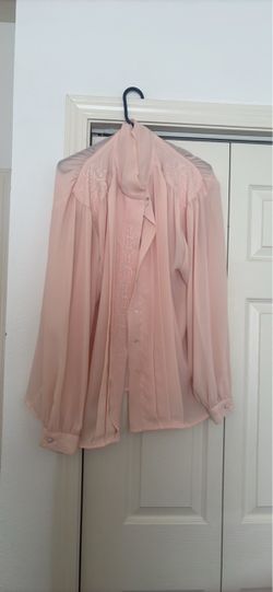 Pink Embroidered Button-Up Blouse Size:18