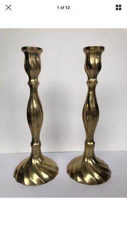 Vintage golden brass candle sticks