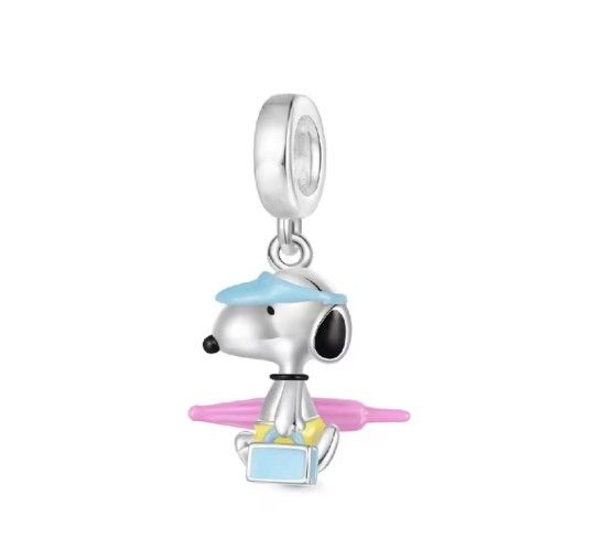 Sterling Silver S925 Peanuts Snoopy Woodstock Bracelet Charm