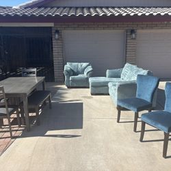 Today Only! Sofa, Chair, Table and Extra Chairs, Cabinet