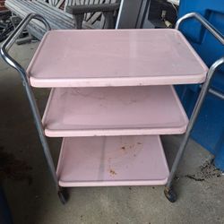 Vintage  50's  PINK SERVING CART 