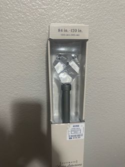 Brand NEW Adjustable Crystal Finial Drapery Curtain Rod, 84-120”