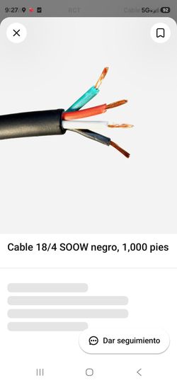 Cable 18/4 SOOW negro, 1,000 pies