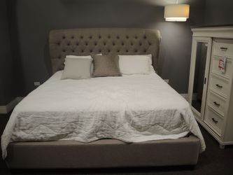 JGW Upholstered Beds King Upholstered Bed - Taupe | Headboard