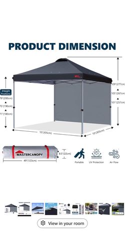 MASTERCANOPY 10x10 Durable Pop Up Canopy Tent with 1 Sidewall, Black