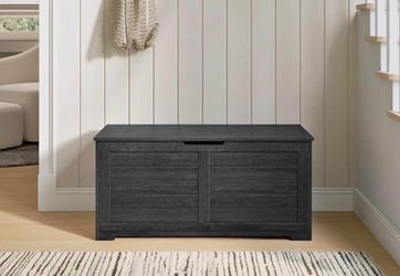 Storage Chest, Storage Bench with 2 Safety Hinges, Farmhouse Style, 15.7 x 39.4 x 18.3 Inches, for Entryway, Bedroom, Living Room, Charcoal Gray ULSB0